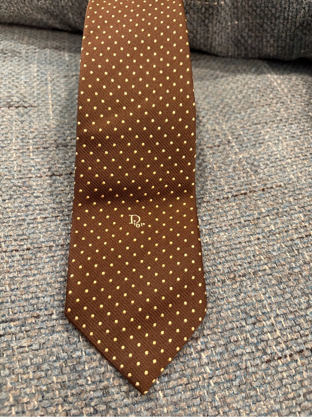 Dior Brown Tie with Cream Polka Dots